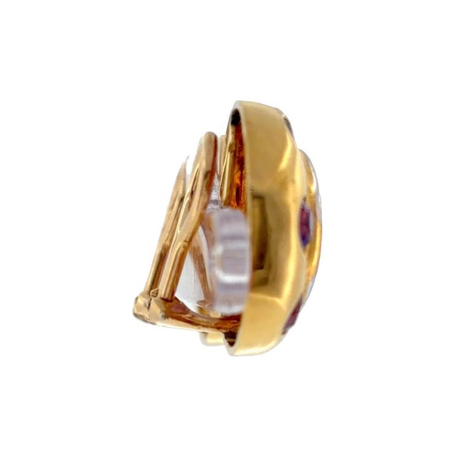 Contemporary Vintage 18k Yellow Gold Amethyst & Diamond Earrings, Pair For Sale - Image 3 of 7