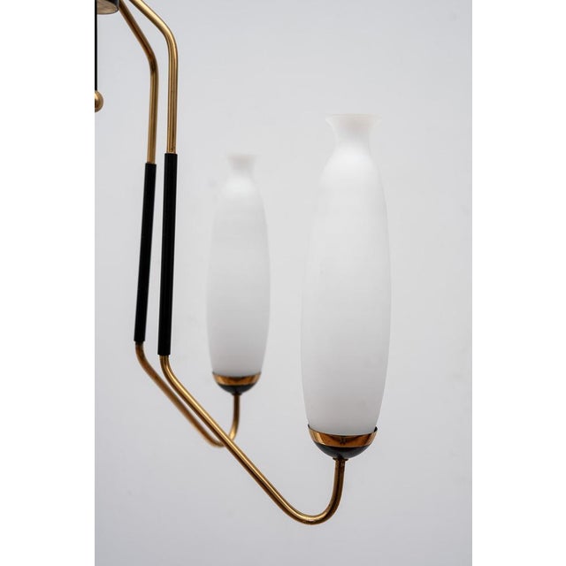 Stilnovo-Style Chandelier in Glass, 1950s For Sale - Image 3 of 11