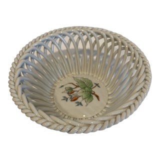 Vintage Late 20th Century Herend Rosehip Basket Weave Trinket Bowl For Sale