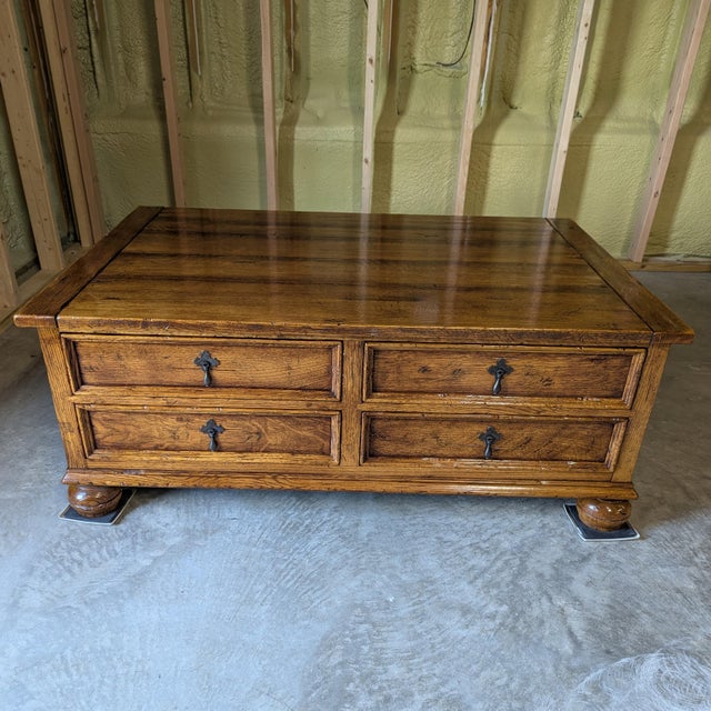 2000 - 2009 Stickley Antiquities Collection Solid Oak 4-Drawer Shelby Storage Cocktail Coffee Table For Sale - Image 5 of 10