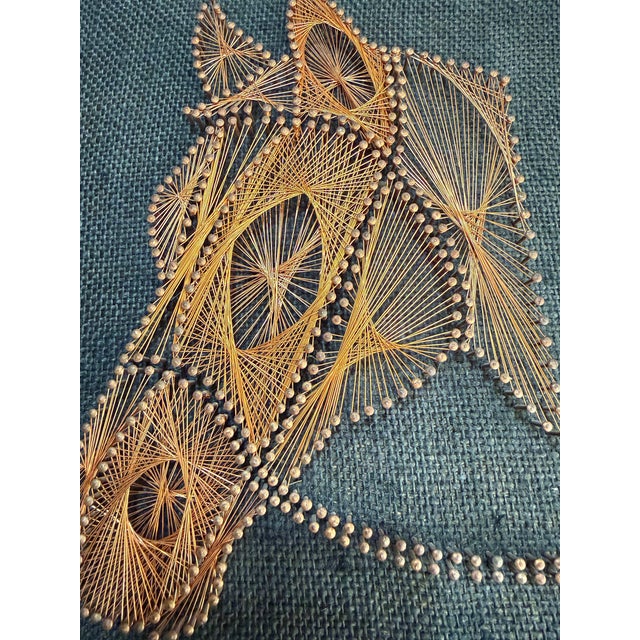 One-of-a-Kind Handcrafted Copper Wire Geometric Wall Sculpture on Wood For Sale - Image 9 of 12