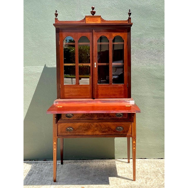 Vintage Marquetry Secretary Desk For Sale - Image 16 of 16
