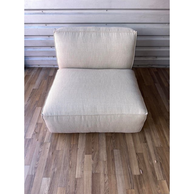 Contemporary Restoration Hardware Como Modular Armless Chair- Two Tone Linen For Sale - Image 3 of 8