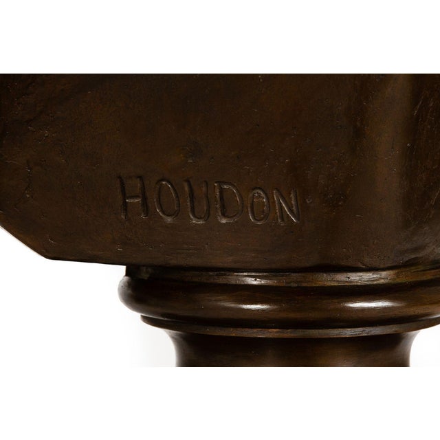 French Antique Bronze Sculpture “Bust of Voltaire” After Jean-Antoine Houdon For Sale - Image 12 of 18