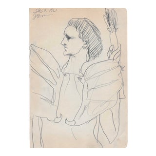 1961 Drawing of Mythological Figure For Sale