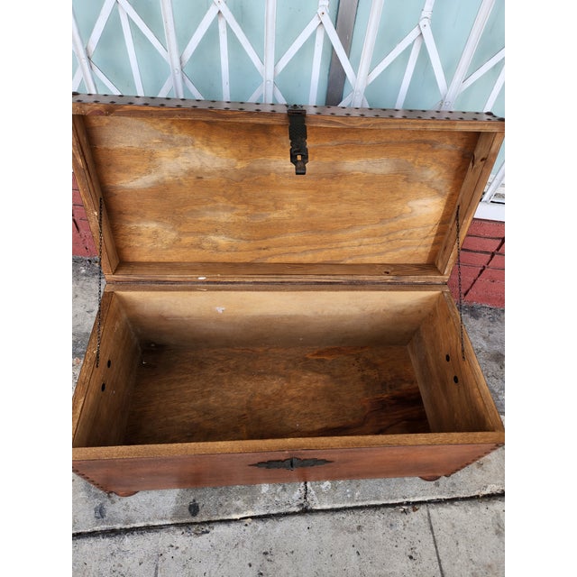 Vintage Leather Trunk Box For Sale - Image 9 of 12