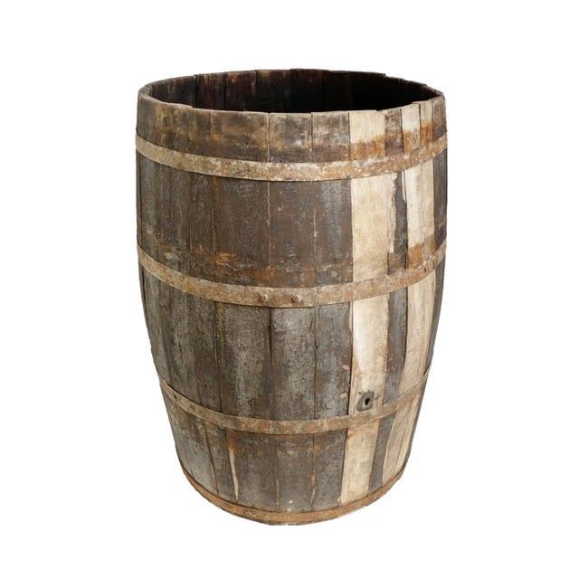 Vintage Wood & Iron Barrel For Sale