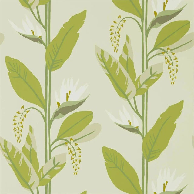 Harlequin Llenya Wallpaper in Lime/Jade/Pebble - a Sample For Sale