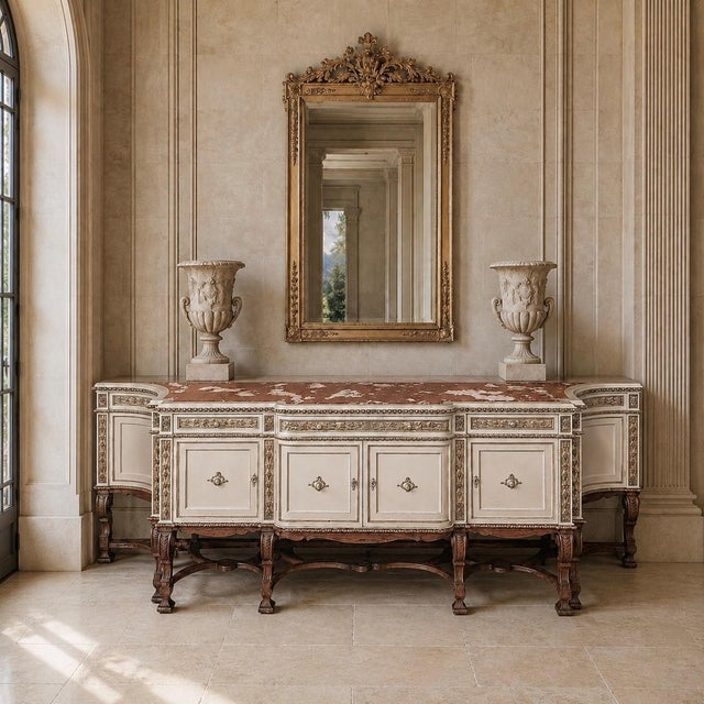 Grand Antique Italian Neoclassical ~ Baroque Painted Console ~ Buffet is an amazing combination of classical elegance...