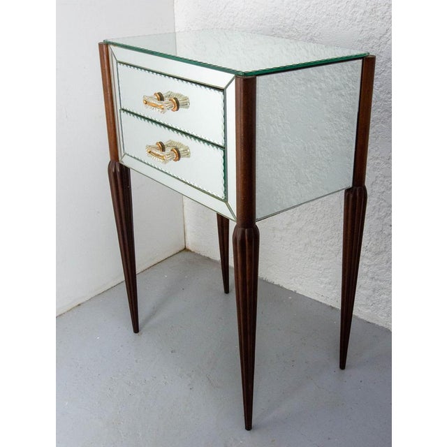 French mirror side cabinet nightstand bedside midcentury. The piece is made of beech wood but has been completely covered...