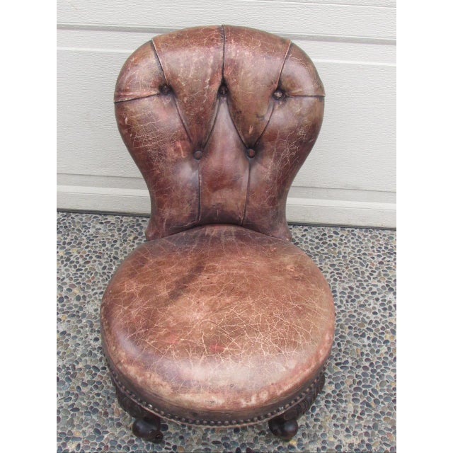 Antique English leather child’s chair, c.1900, which would also be perfect for your cat or small pooch. Victorian in style...