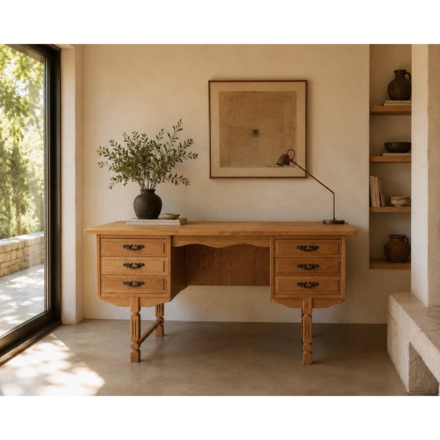 1960s Vintage Danish Brutalist Oak Desk by Henning Kjærnulf, 1960s For Sale - Image 5 of 18