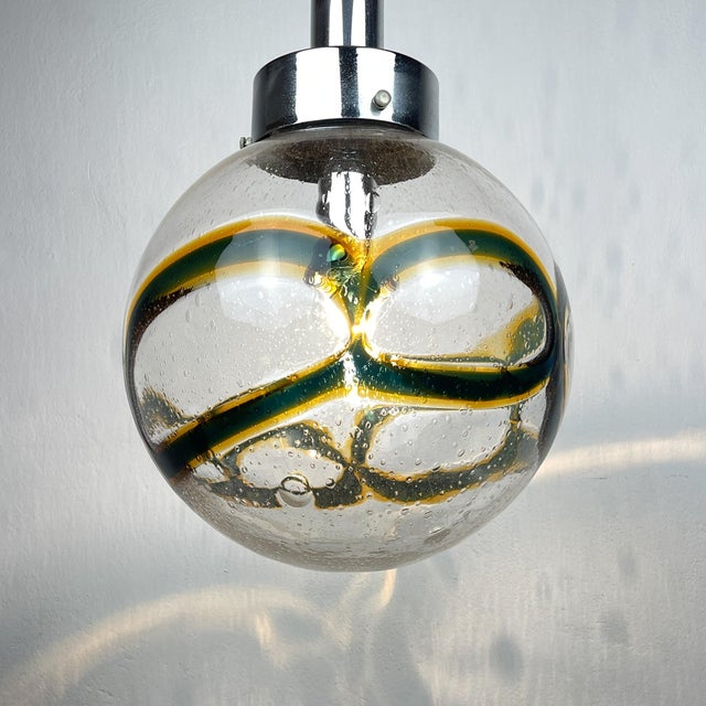 Large Vintage Swirled Murano Glass Pendant Lamp, 1970s For Sale - Image 7 of 18