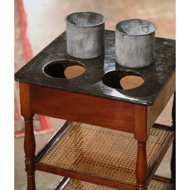 19th Century French Louis Philippe Walnut Rafraîchissoir With Marble Top For Sale - Image 12 of 13