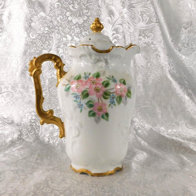 1940s 1940s Unmarked Signed Hand Painted Chocolate Pot Teapot For Sale - Image 5 of 13