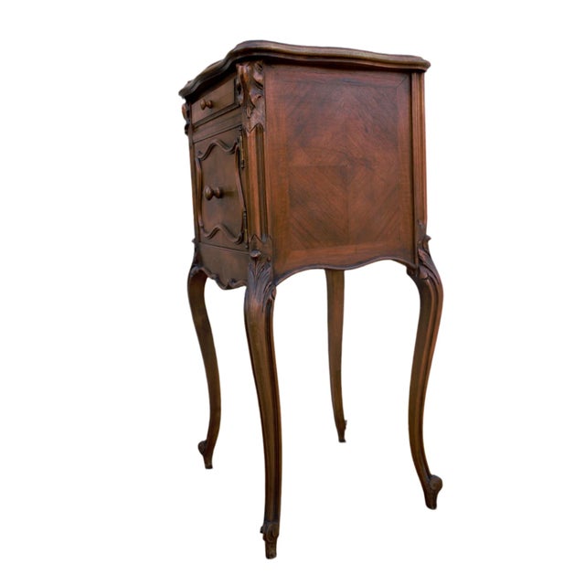Late 19th Century Antique French Louis XV Style Marble Top Humidor Smoking Storage Table For Sale - Image 5 of 7