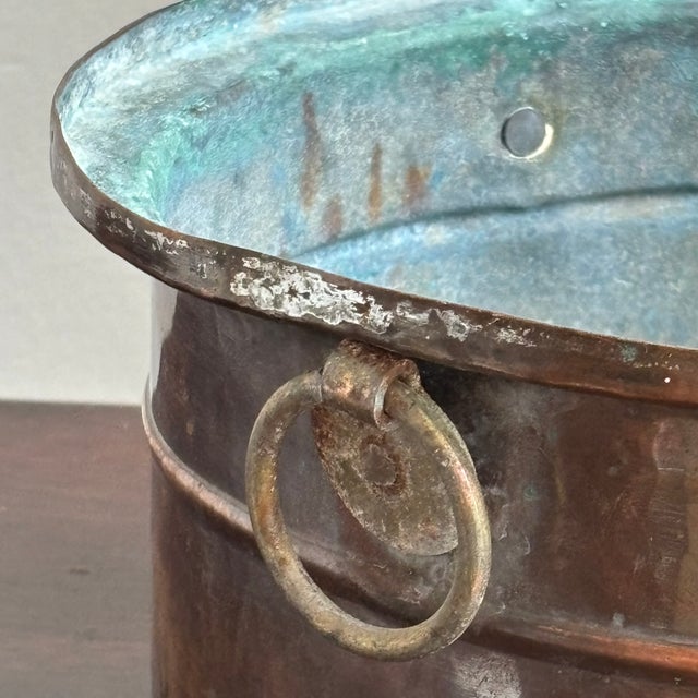 Antique Hand-Hammered Tinned Copper Pot W/ Ring Handles For Sale In Baltimore - Image 6 of 11