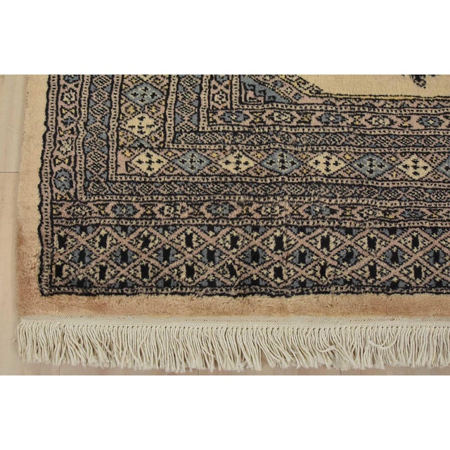 Bokhara Jaldar Rug 5’2” X 8’2” Beige Wool Tribal Hand-Knotted Oriental Carpet For Sale - Image 9 of 12