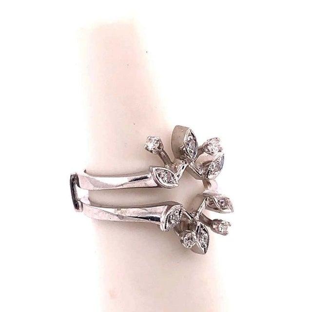 Modern 14 Karat White Gold Interlocking Engagement Ring Guard For Sale - Image 3 of 8