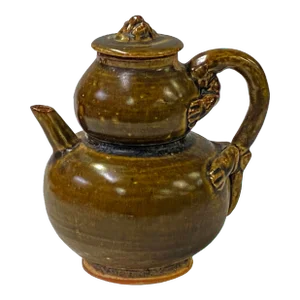 Chinese Ware Brown Glaze Pattern Ceramic Jar Vase Display Art