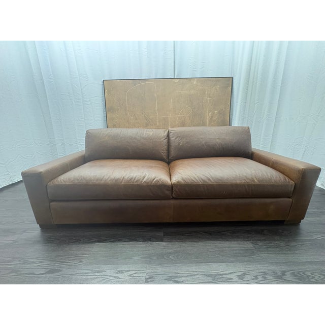 2020s Rh Maxwell Leather 2-Cushion Sofa | Italian Brompton Leather – Cocoa | Down-Feather Fill For Sale - Image 5 of 18
