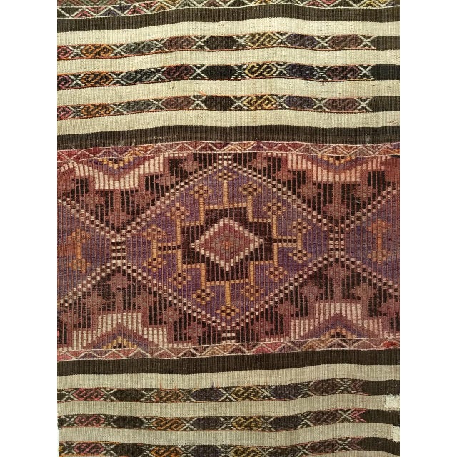Mid 20th Century Vintage Moroccan Tribal Kilim Runner, Handwoven Wool, Geometric Medallion Pattern, 3x13 For Sale - Image 5 of 8