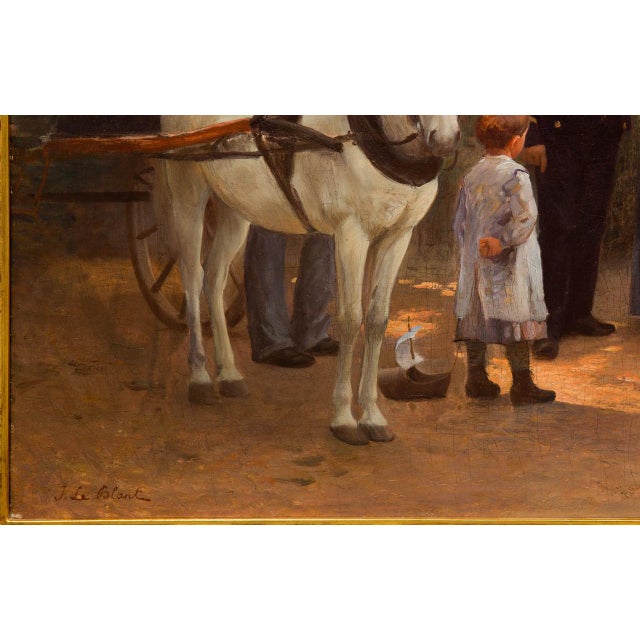 Textile “Young Naval Conscript” Antique French Painting by Julien Le Blant For Sale - Image 7 of 17