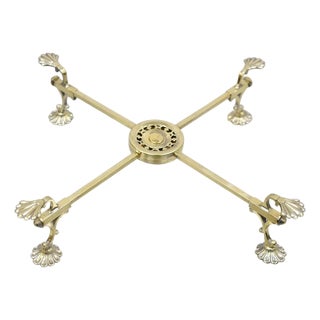 Vintage LFS LTD English Sheffield Brass Tone Metal Expandable Footed Trivet For Sale