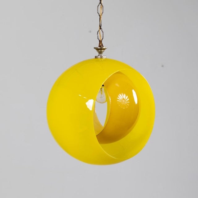 Yellow Eclisse Hanging Lamp by Nason for Mazzega For Sale - Image 5 of 9