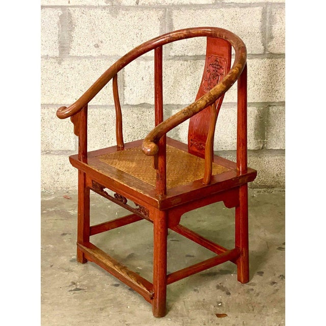 Late 20th Century Vintage Asian Lacquered Brides Chair For Sale - Image 5 of 8