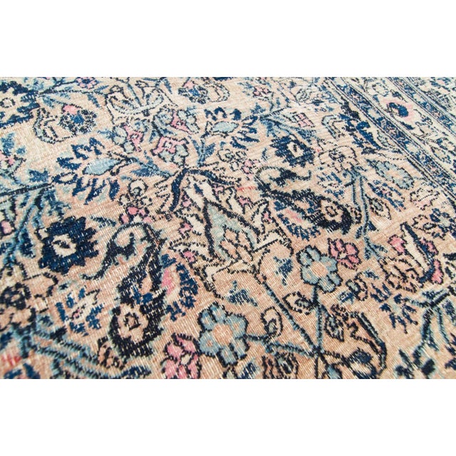 Blush 1910s Antique Distressed Blue Pink Blush Hand-Knotted Rug - 8’4” X 12’ For Sale - Image 8 of 10