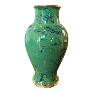 Italian Green Vase With Swirl Decoration, 1970s