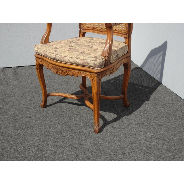 Vintage French Country Cane Side Chair with Cushion For Sale - Image 9 of 13