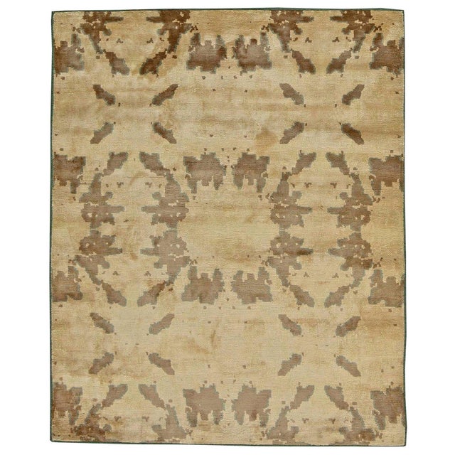 Abstract Modern Hand-Knotted Tibetan Silk Rug by Doris Leslie Blau For Sale
