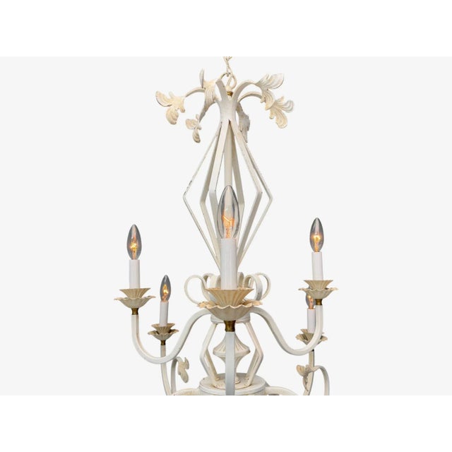 1960s Mid Century Modern, White Painted Iron, Large Chandelier, Usa, 1960s For Sale - Image 5 of 10