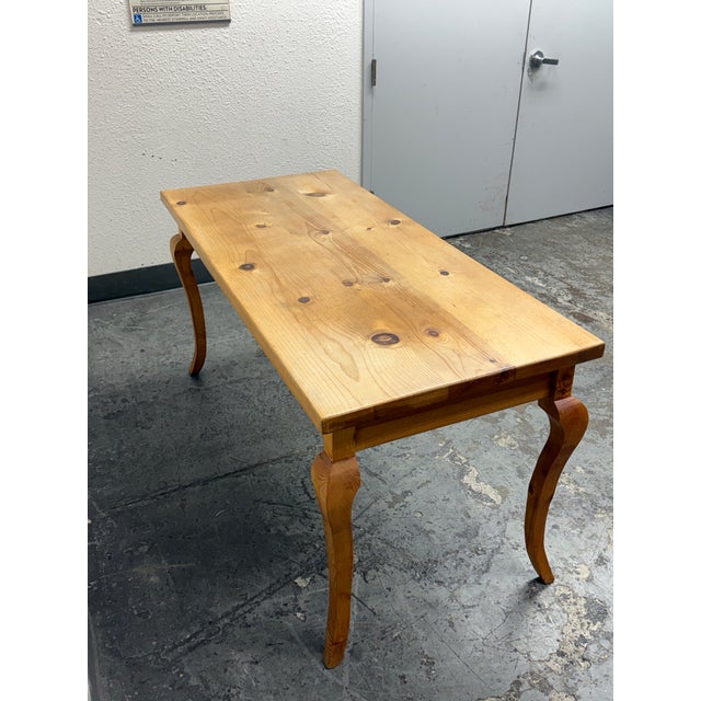 Farmhouse Farmhouse Pine Wood Dining Table/Writing Desk For Sale - Image 3 of 12