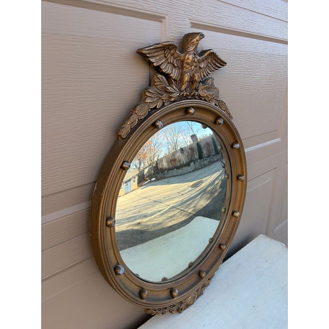 American American Federal Giltwood Eagle Bullseye Convex Mirror For Sale - Image 3 of 15