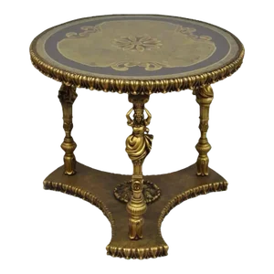 Vintage Hollywood Regency French Style Gold Female Figural Metal Side Table