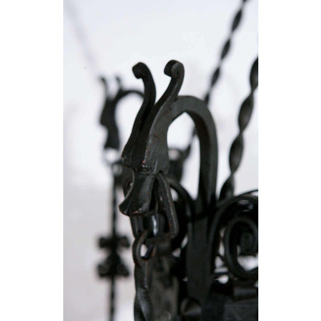 Mid 19th Century Black Italian Chandelier With Intricate Ironwork & Dragon Detail For Sale In Los Angeles - Image 6 of 10