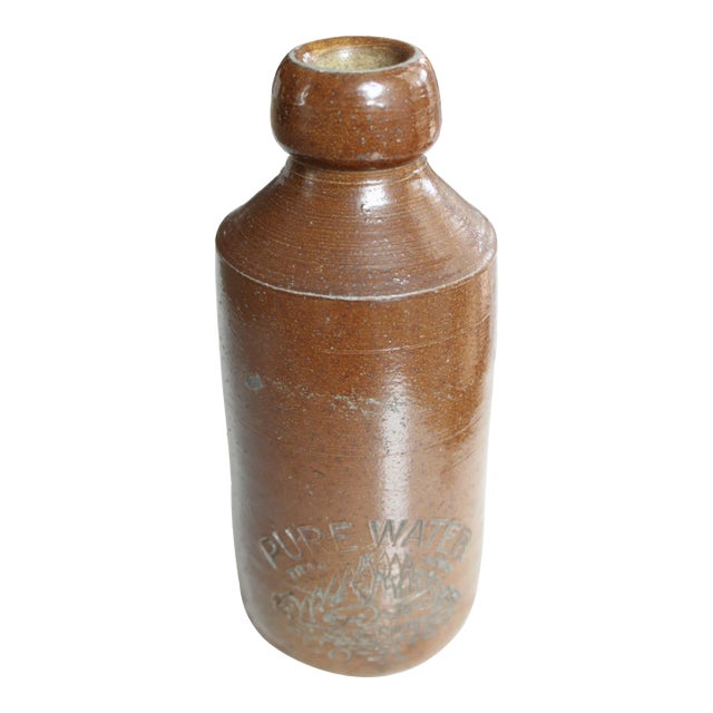 1880's Stoneware Water Bottle Advertisement For Sale