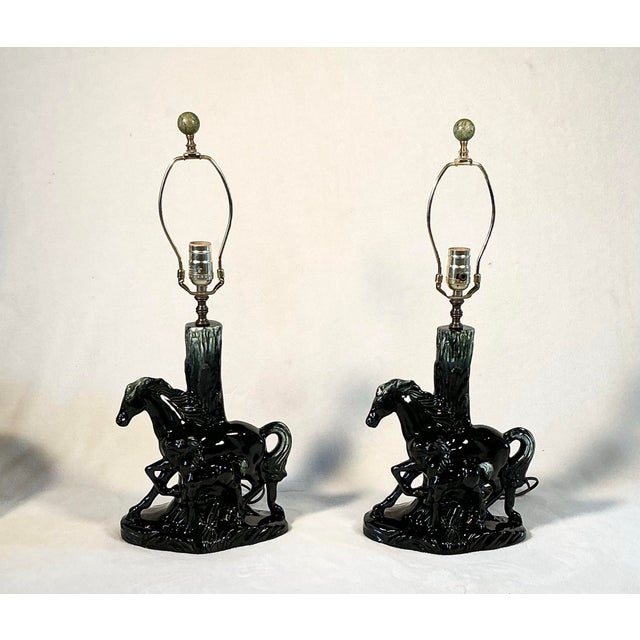 1950s Pair 1950s Phil-Mar Vintage Mid Century Modern Table Lamps Mare & Colt Horse For Sale - Image 5 of 12