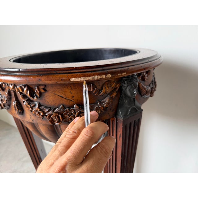 Theodore Alexander Neoclassical Style Carved Mahogany Plant Stands – A Pair For Sale - Image 11 of 12