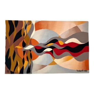 Modern French Tapestry by Baudouin, Late 20th Century 5'11" X 3'8" For Sale