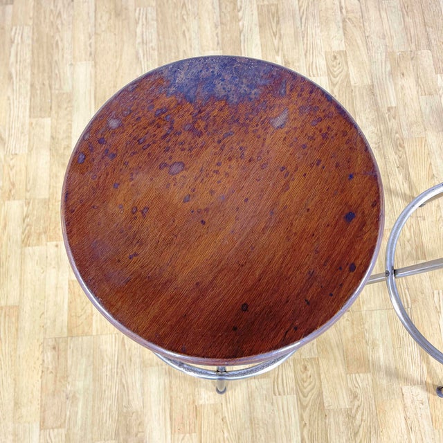 Industrial Stools in Tubular Steel and Plywood Seat, 1960s, Set of 2 For Sale - Image 12 of 18