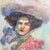 Vintage Painting of an Edwardian Woman With Hat & Scarf For Sale