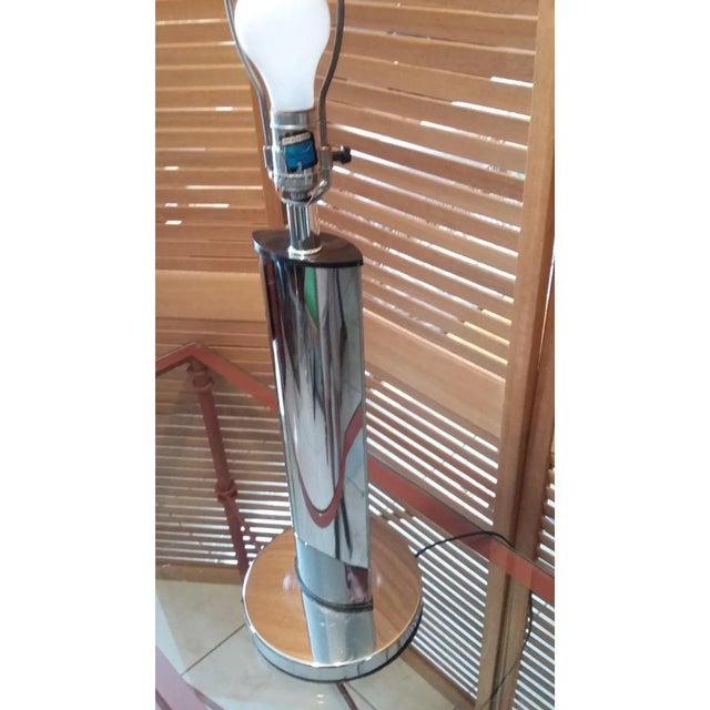 Mid-Century Chrome Flattened Cylinder Table Lamp by Prestige Products For Sale - Image 9 of 13