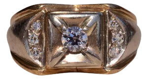 The Ditch Plains Road: Vintage Gentleman's Diamond Ring in Yellow and White Gold