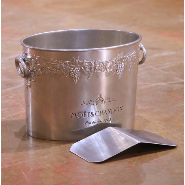 Silver Early 20th Century French Moët & Chandon Pewter Two-Bottle Champagne Cooler For Sale - Image 8 of 12