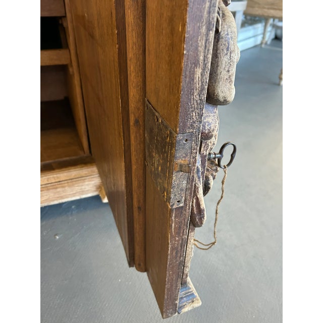 19th. C Italian Renaissance Weathered Oak Carved Buffet For Sale - Image 11 of 11