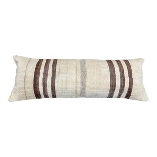 Turkish Hemp Pillow Cushion Natural Beige Brown Cushion Cover 14"x40" For Sale